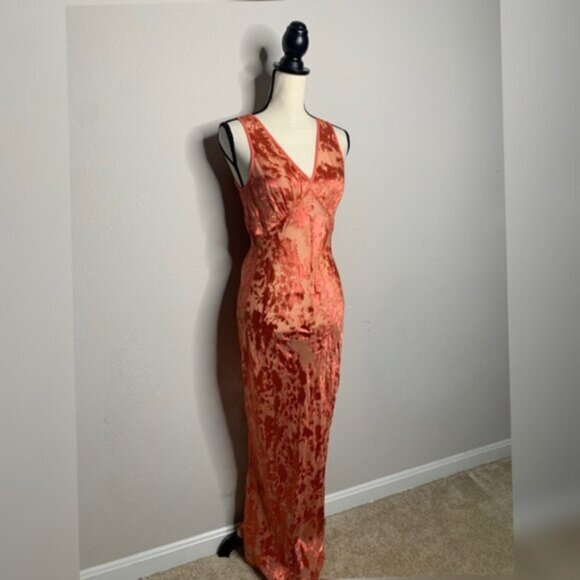 Rolla's Anthropologie Eliza Peach Sheer Midi/Maxi Dress - Picture 6 of 13